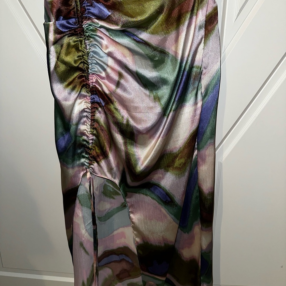 Colorful Satin Ruched Skirt